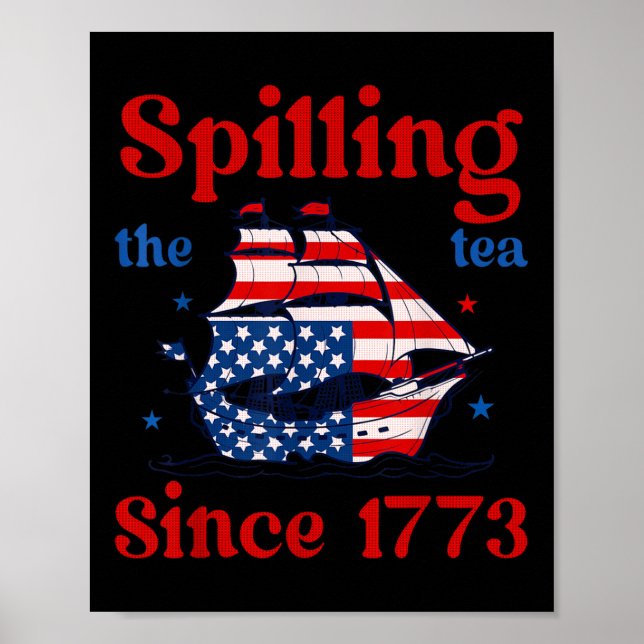 Póster Divertido 4 de julio derramando el té desde 1773 4 (Frente)