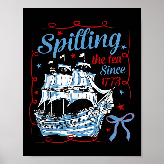 Póster Divertido 4 de julio derramando el té desde 1773 C (Frente)