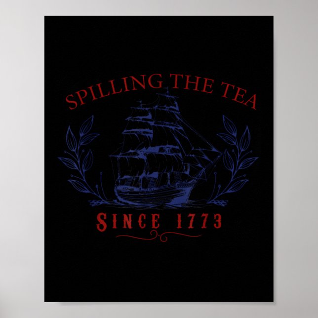 Póster Divertido 4 de julio derramando el té desde 1773 C (Frente)
