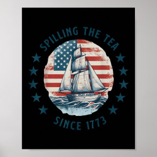 Póster Divertido 4 de julio derramando el té desde 1773 C