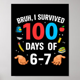 Póster Divertido 67 100º Día De La Escuela Maestro 100 Dí
