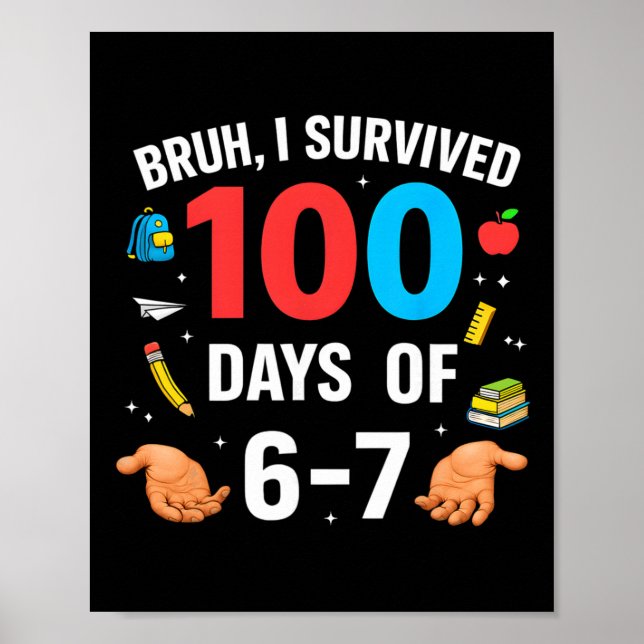Póster Divertido 67 100º Día De La Escuela Maestro 100 Dí (Frente)