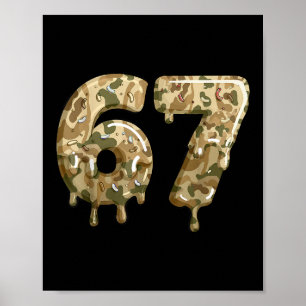 Póster Divertido 67 Camo Drip Meme Seis Siete jerga Alpha