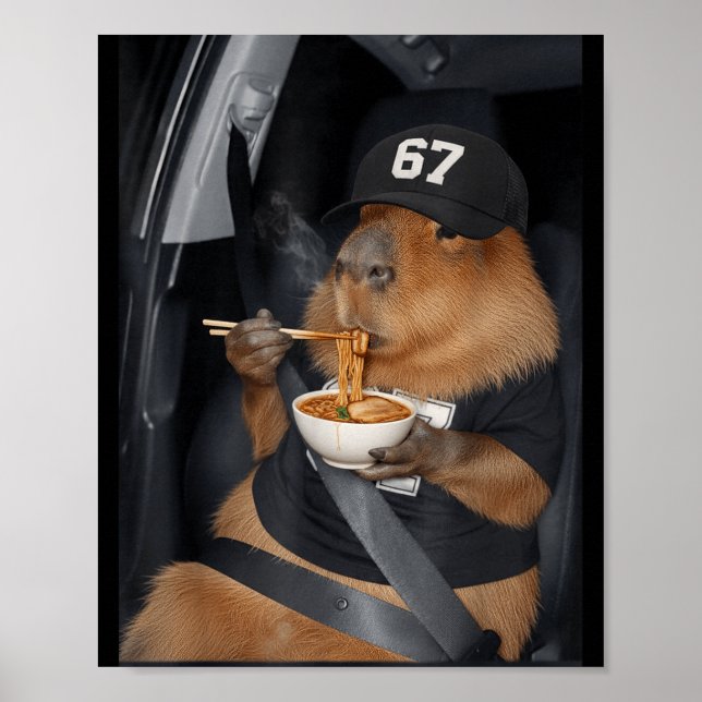 Póster Divertido 67 Capybara Comiendo Ramen Gen (Frente)