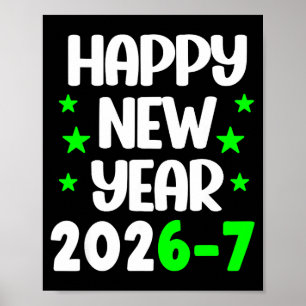 Póster Divertido 67 Feliz Año Nuevo 2026 Letra Blanca Ver