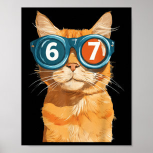 Póster Divertido 67 Gato Naranja Meme Seis Siete Gatos Co