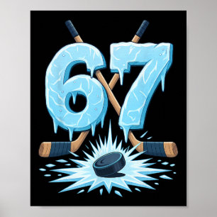 Póster Divertido 67 Hockey Seis Siete Hielo Goteo Amante
