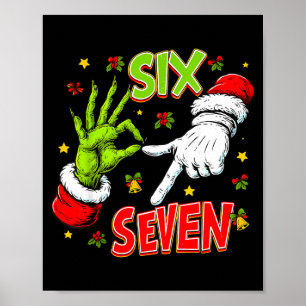 Póster Divertido 67 Mano de Santa Navidad Seis Siete Meme