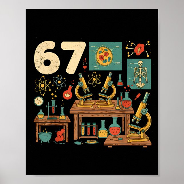 Póster Divertido 67 Meme Profesor de Ciencias Estudiantes (Frente)