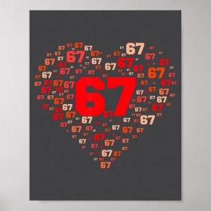 Póster Divertido 67 Meme Seis Siete Corazón Parejas Coinc