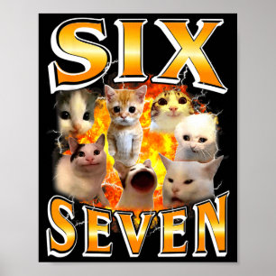 Póster Divertido 67 Meme Seis Siete Gato Meme Divertido B