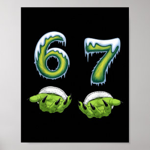 Póster Divertido 67 Meme Seis Siete Manos de Monstruo Esp