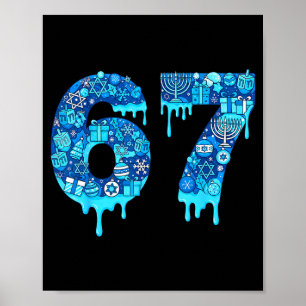 Póster Divertido 67 Seis Siete 6 7 Feliz Janucá Judío Cha
