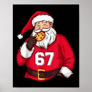 Póster Divertido 6 7 Meme Brainrot Santa Claus Para Niños