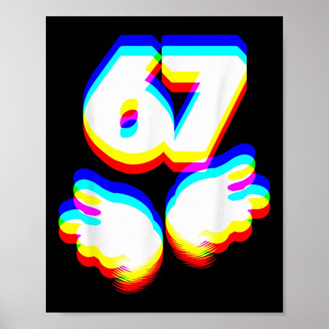 Póster Divertido 6 7 Meme Gen Alpha jerga Seis Siete Edm  (Frente)