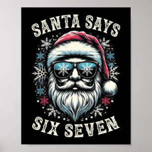 Póster Divertido 6-7 Meme Navidad Santa Seis Siete 67 Nav