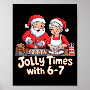 Póster Divertido 6 7 Seis Siete Meme Navidad Santa Claus