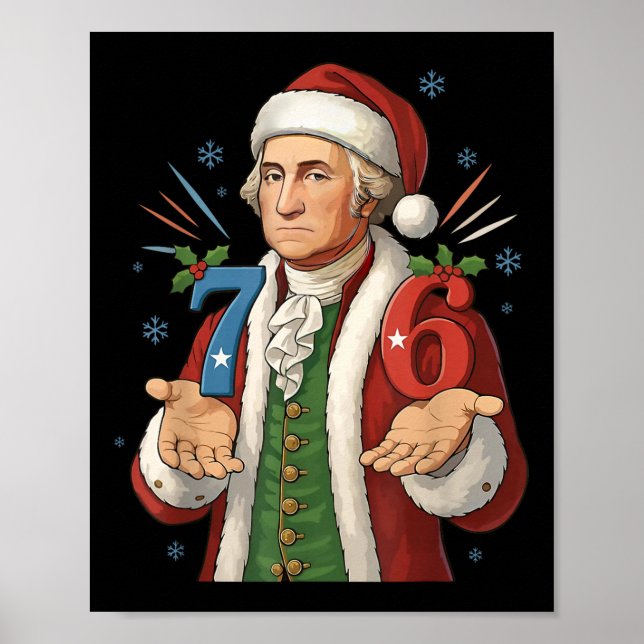 Póster Divertido 7-6 6-7 George Washington Santa 67 Meme  (Frente)