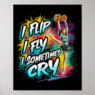 Póster Divertido Animadora Deportiva I Flip I Fly Animado
