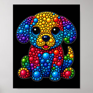 Póster Divertido animal amante de los perros Polka Dots H