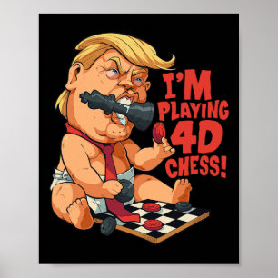 Póster Divertido Anti-trump Por Parodia De Ajedrez 4d Div