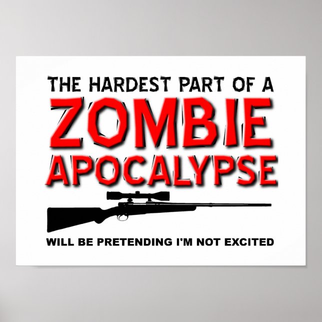 Póster Divertido Apocalipsis Zombie Emocionante (Frente)