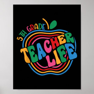 Póster Divertido Apple Maestra de 5to Grado Agradecimient