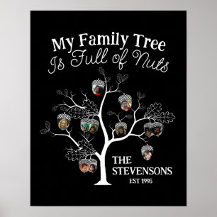 Póster Divertido árbol de la familia de imágenes negras e