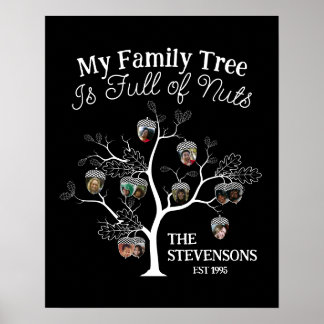 Póster Divertido árbol de la familia de imágenes negras e