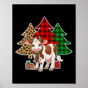 Póster Divertido árbol de navidad de vacas navideñas navi