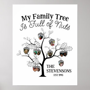 Póster Divertido árbol familiar de fotos está lleno de Na