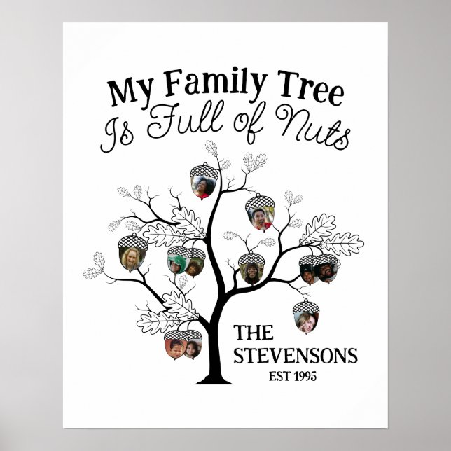 Póster Divertido árbol familiar de fotos está lleno de Na (Frente)