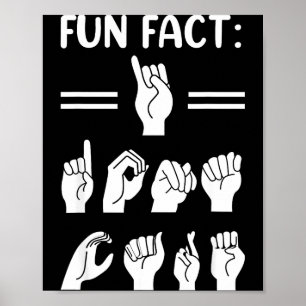 Póster Divertido Asl Lenguaje de Señas Americano Dato Cur