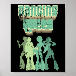 Póster Divertido baile reina disco Fiesta retro problemas