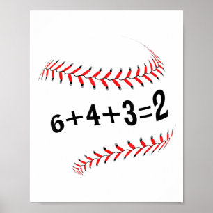 Póster Divertido Béisbol 6+4+3=2 Doble Juego Softbol