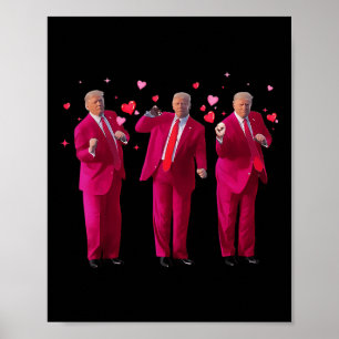 Póster Divertido Beso de Corazón de Baile Valentine