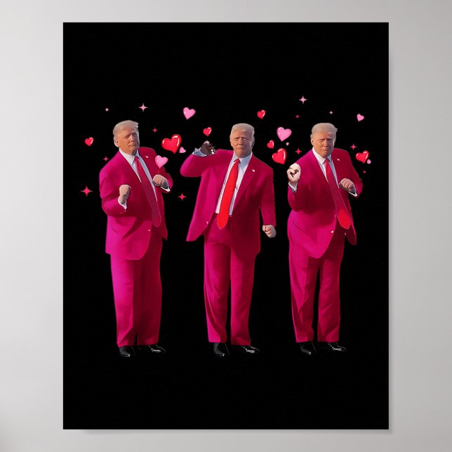 Póster Divertido Beso de Corazón de Baile Valentine (Frente)