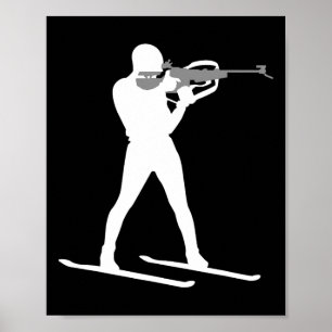 Póster Divertido Biatleta Disparo Bíatlón Objetivo Esquia