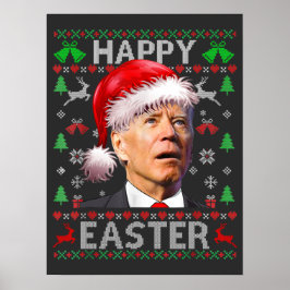Póster Divertido Biden confundió feliz Pascua con Navidad
