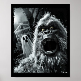 Póster Divertido Bigfoot Sasquatch Halloween 