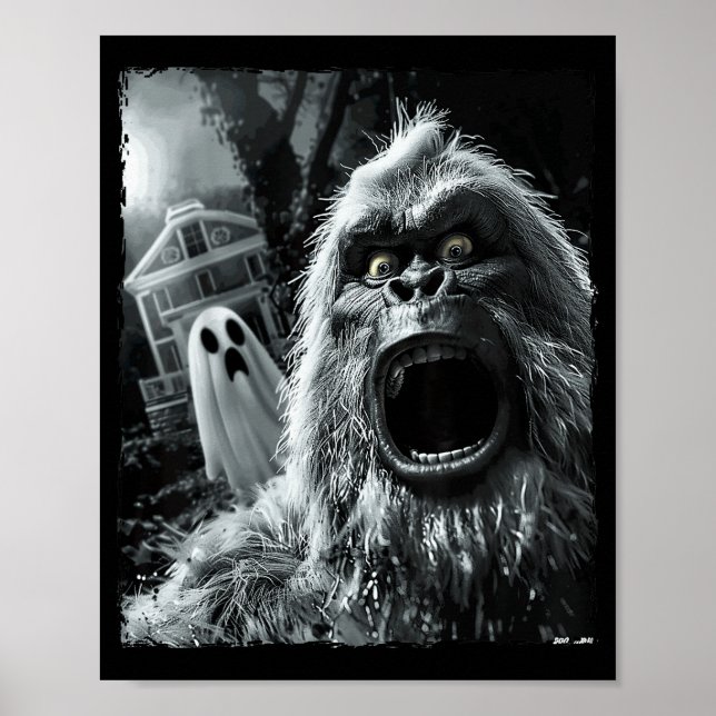 Póster Divertido Bigfoot Sasquatch Halloween  (Frente)