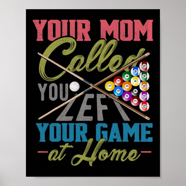 Póster Divertido Billiards Pool Cue Shirny Funny Pool Bil (Frente)