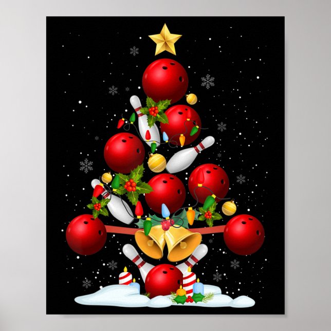 Póster Divertido Bowl Árbol de Navidad enciende regalos d (Frente)