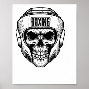 Póster Divertido Boxeo Retro Vintage Boxeador Calavera Pa