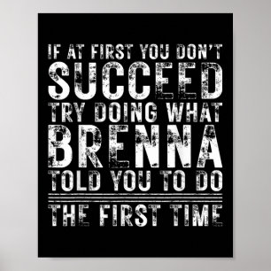 Póster Divertido Brenna Si Al Principio No Tienes Éxito C