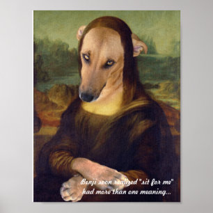 Póster Divertido cachorro Mona Lisa