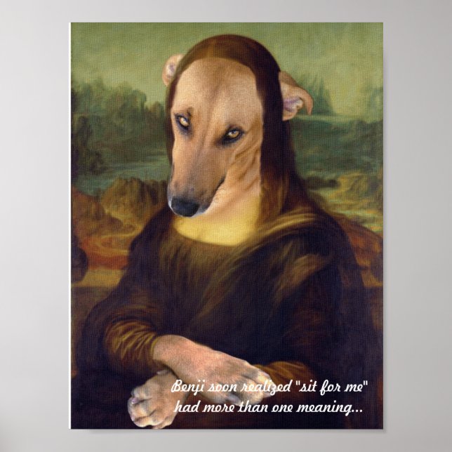 Póster Divertido cachorro Mona Lisa (Frente)