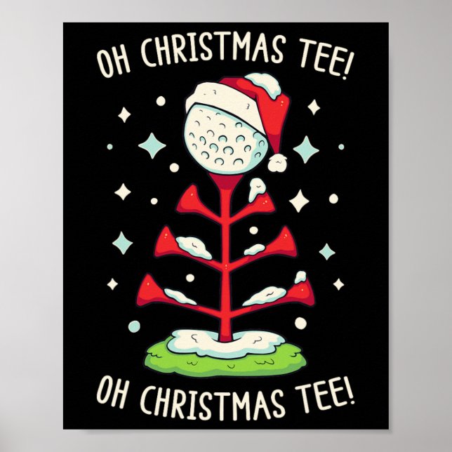 Póster Divertido camisón de Navidades de golf Oh Navidade (Frente)