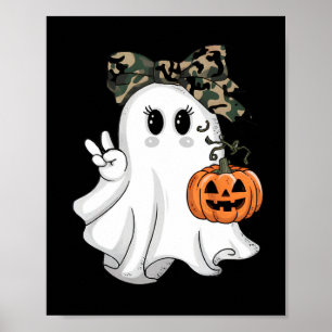 Póster Divertido camuflaje de Halloween Camo Ghost Hello 