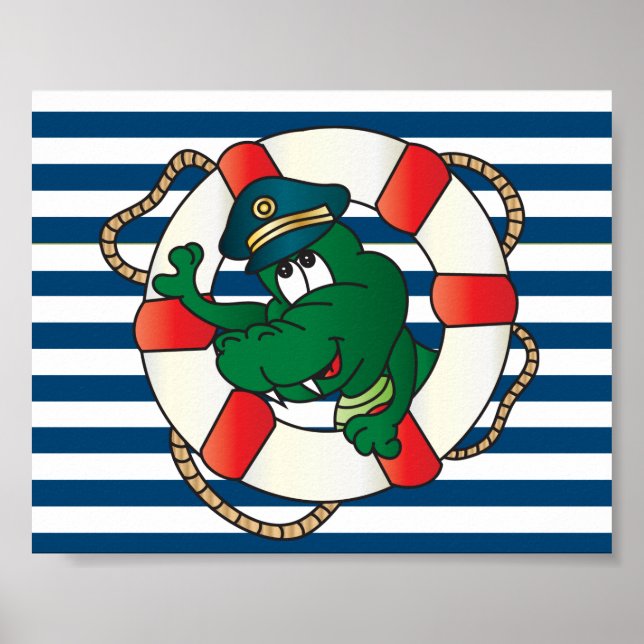Póster Divertido capitán Alligator (Frente)
